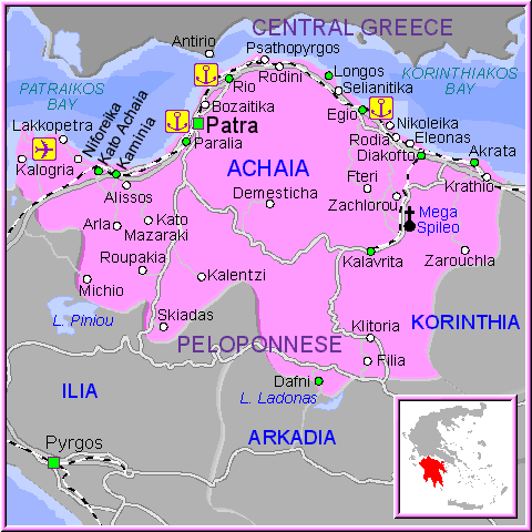map of Achaia- map of greece
