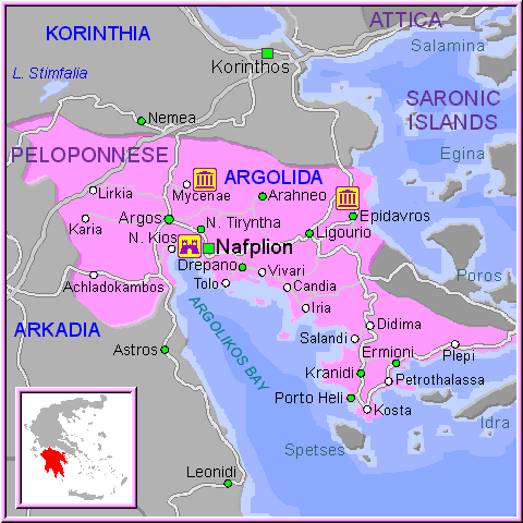 map of Argolis- map of greece