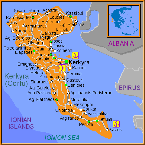 map of Corfu- map of greece