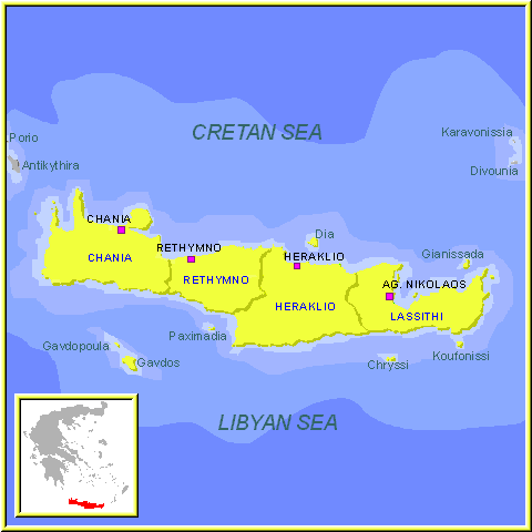 map of Crete- map of greece