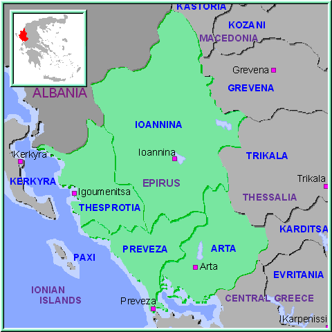 map of Epirus- map of greece