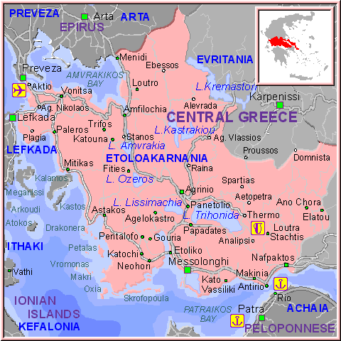 map of Etoloakarnania- map of greece