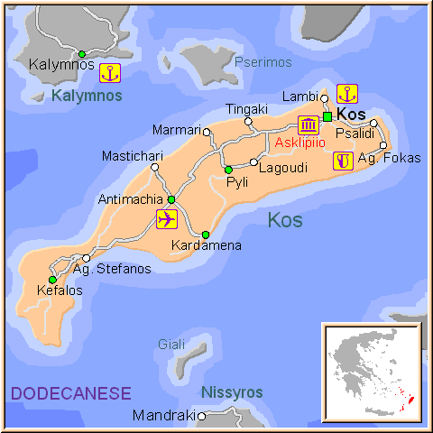 map of Kos- map of greece