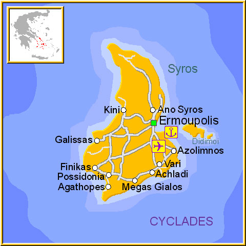 map of Syros- map of greece