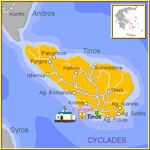 map of Tinos- map of greece