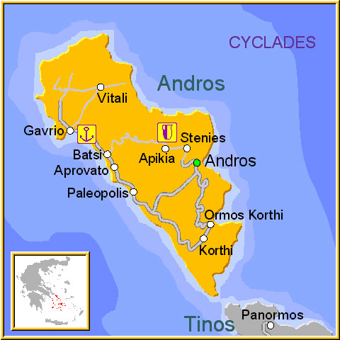 map of Andros- map of greece