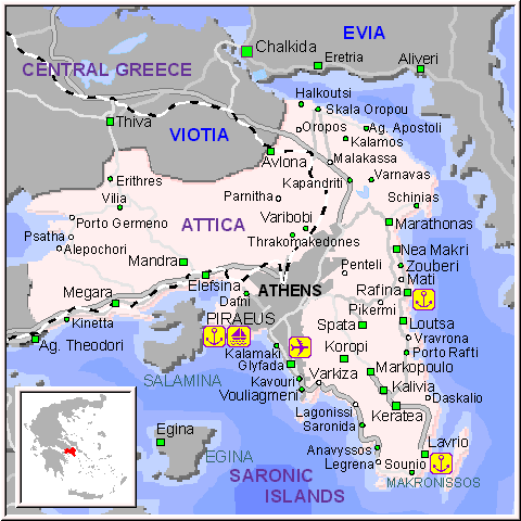 map of Attica- map of greece