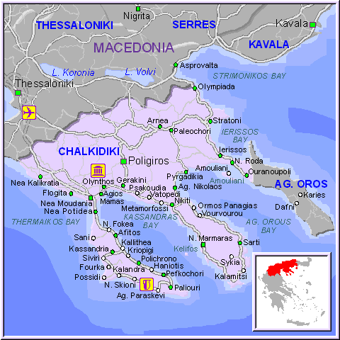 map of Chalkidiki- map of greece