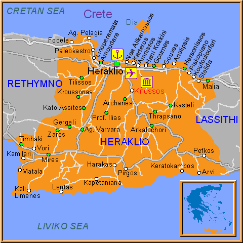 map of Heraklio- map of greece