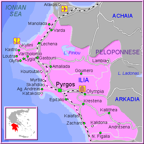 map of Ilia- map of greece