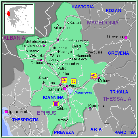 map of Ioannina- map of greece