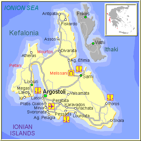 Ionian Islands- Detailed Map of Kefalonia