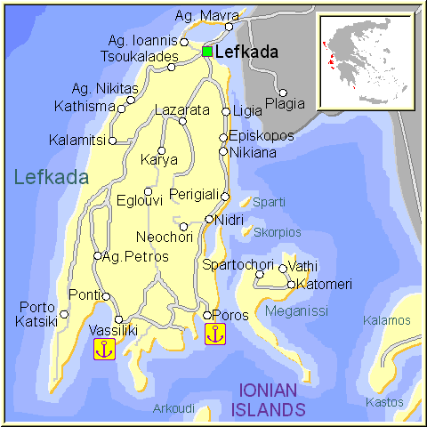 map of Lefkada- map of greece