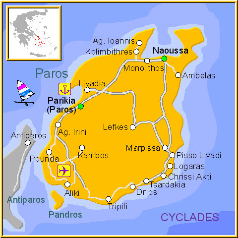 map of Paros- map of greece