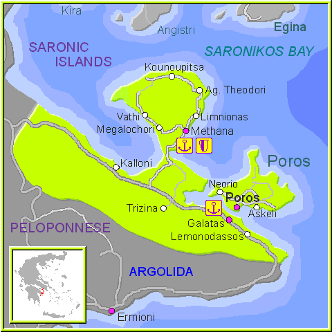 map of Poros- map of greece