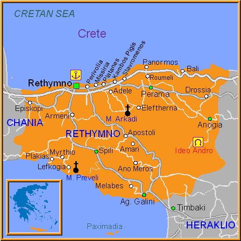 map of Rethymno- map of greece