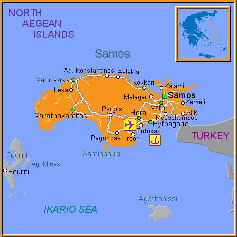 Map of Samos - Samos Greek Island Map