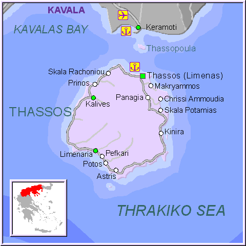 map of Thassos- map of greece