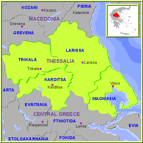 map of Thessaly- map of greece